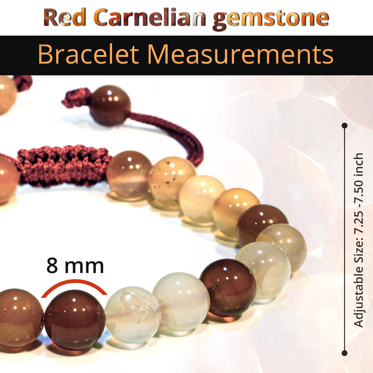 ANAYA AGATE Healing Crystal Bracelet – Chic Gemstone Bracelet for Men and Women – 8mm Round Bead Bracelets for Spiritual Healing, Protection, Positive Energy - Red Carnelian