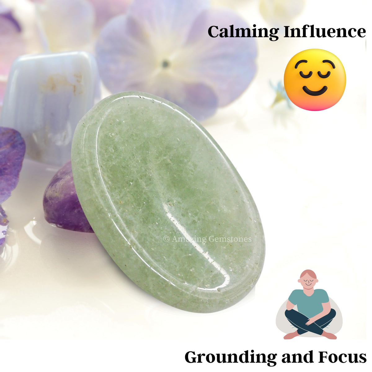 Amazing Gemstone Green Aventurine Worry Stone Crystals and Healing Stones - Worry Stones for Stress Relief Gifts - Piedra Crystal Fidget for Meditation - Unique Stocking Stuffers and Birthday Gifts