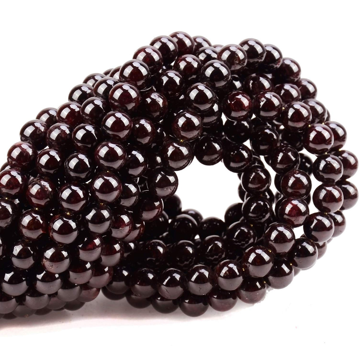 100Pcs Natural Crystal Beads Stone Gemstone Round Loose Energy Healing Beads with Free Crystal Stretch Cord for Jewelry Making (Garnet, 8MM)
