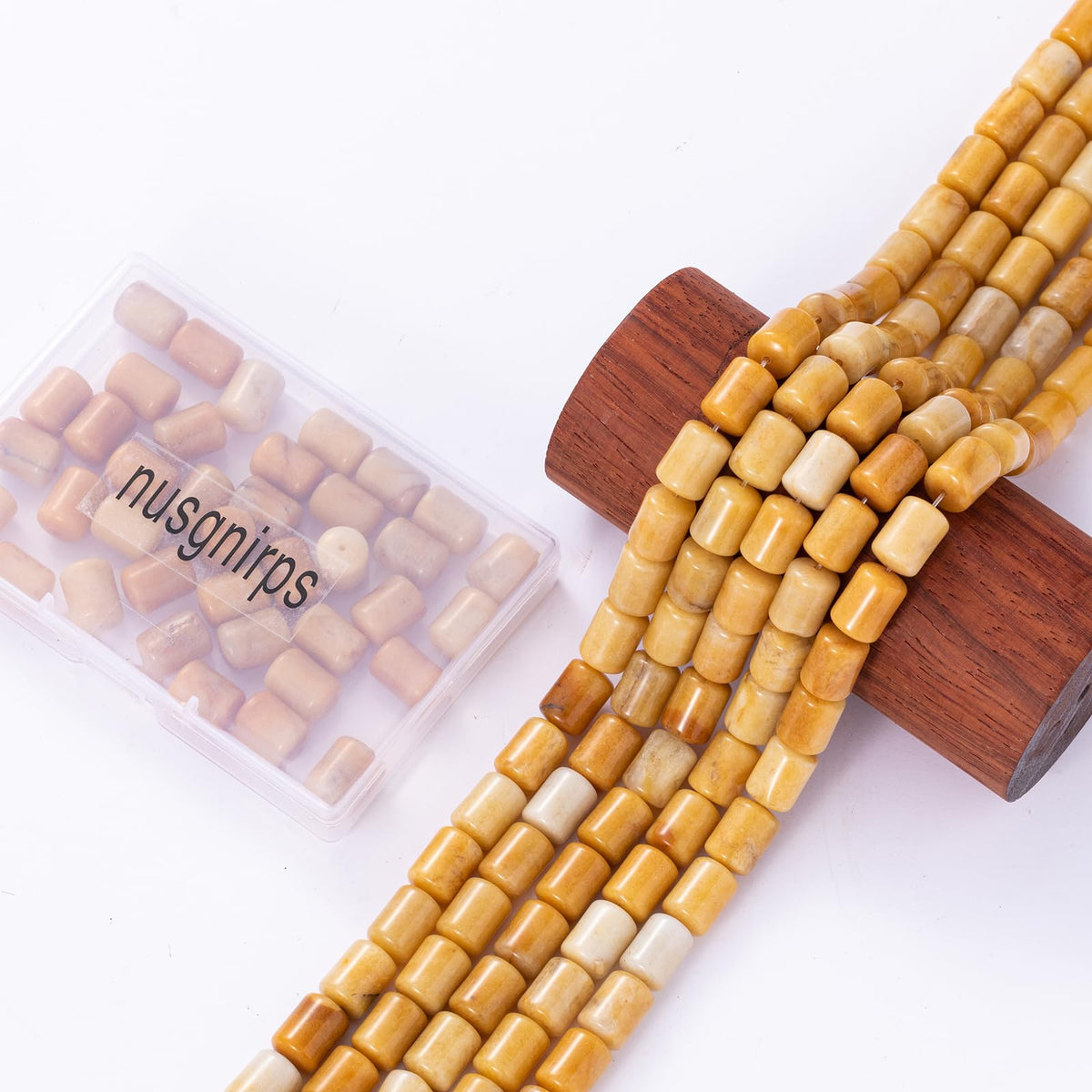 Natural Yellow Jade Cylinder Tube Beads 10x14mm 38cm/str Loose Semi Gemstone Stone Beads for Making Bracelets Necklace