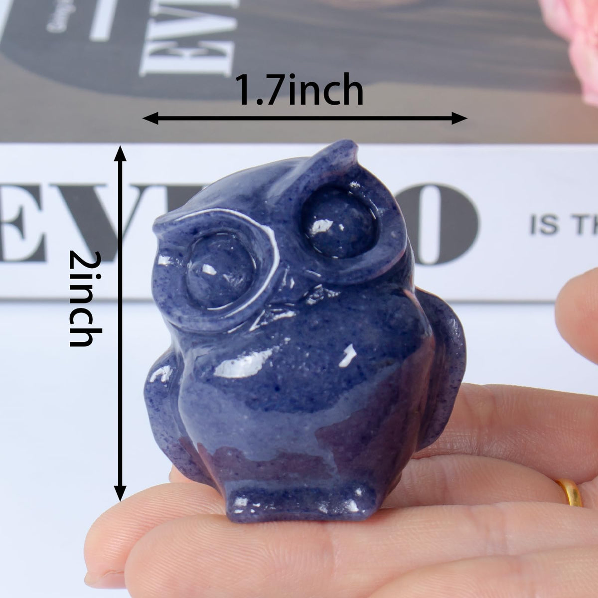 QLRSUXN 2 Inch Owl Figurine Handcrafted,Blue Aventurine Healing Animal Sculpture,Home Decor Unique Gift for Collectors,Crystal Artwork Nature Lovers Birthday Anniversary Present Spiritual Gift