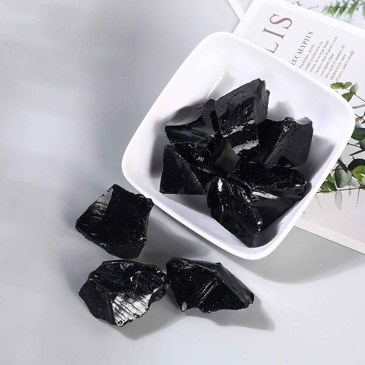 Black Obsidian Raw Crystals Healing Crystals Natural Rough Stones 1.2-2" for Tumbling, Fountain Rocks, Yoga, Meditation, Polishin, Gift 6