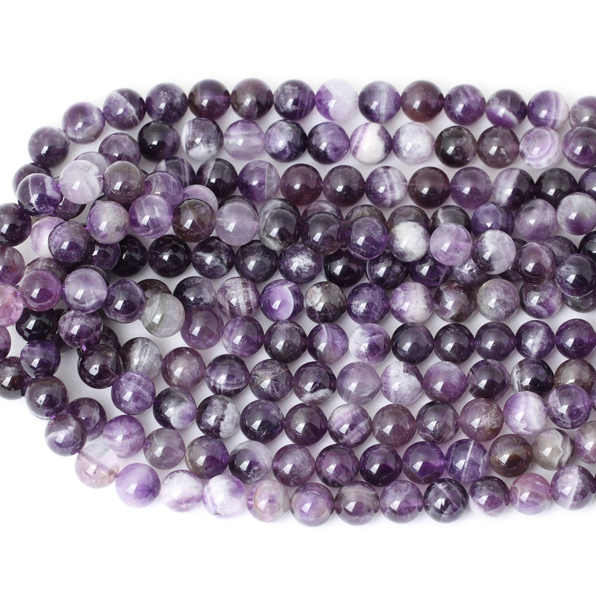 CHEAVIAN 35PCS 10mm Natural Dog Teeth Amethyst Gemstone Round Loose Beads Crystal Energy Stone Healing Power for Jewelry Making 1 Strand 15"