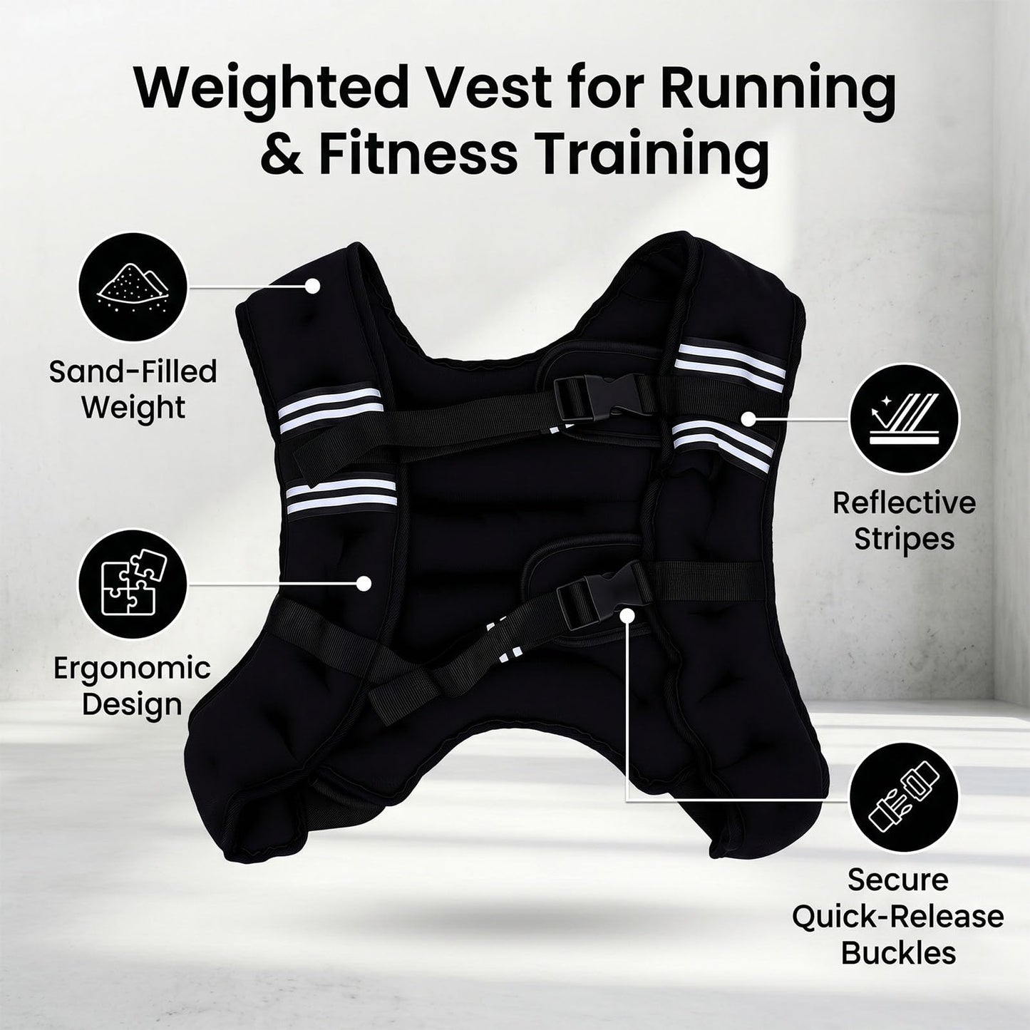 Luocute Weighted Vest, Adjustable Neoprene Body Weight Vest with Reflective Stripe for Men Women Strength Training Running Workout Jogging (5KG)