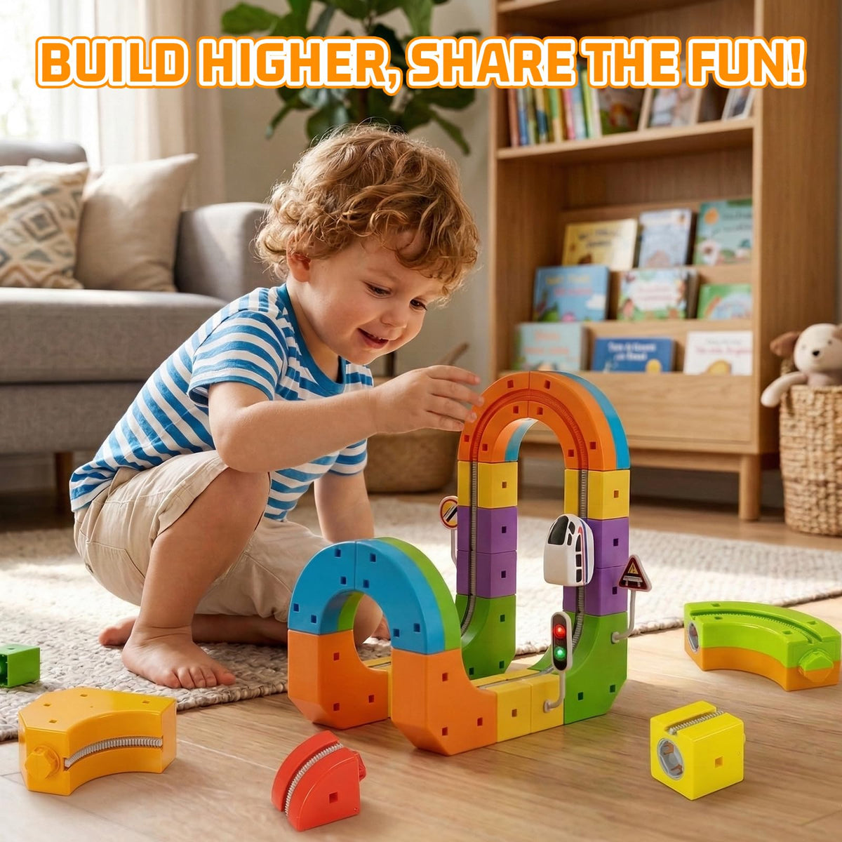 KlickRail Electric Train Set Flexible Race Track for 3 4 5 6 7 8 years old boys and girls, Building Toy Train Track Gravity-Defying 3D Embedded Layouts & Motorized Car, STEM Gift(Starter Set(32 piece)