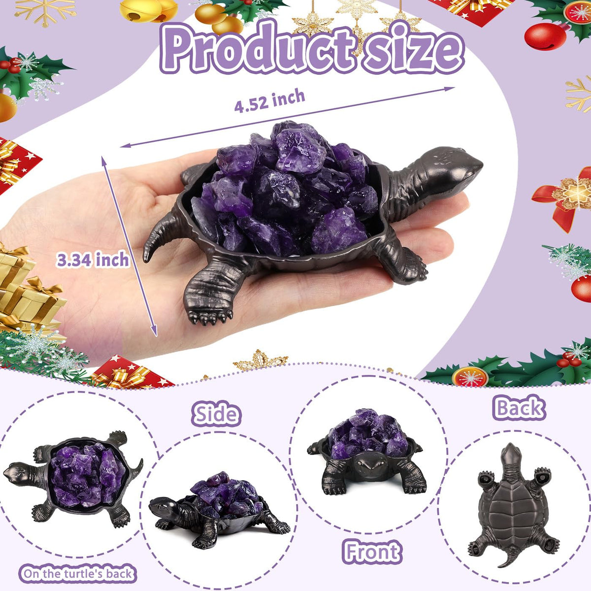 DUQGUHO Turtle Decor Figurines Turtles Gifts for Women Amethyst Crystal Cute Turtle Statue Decorations