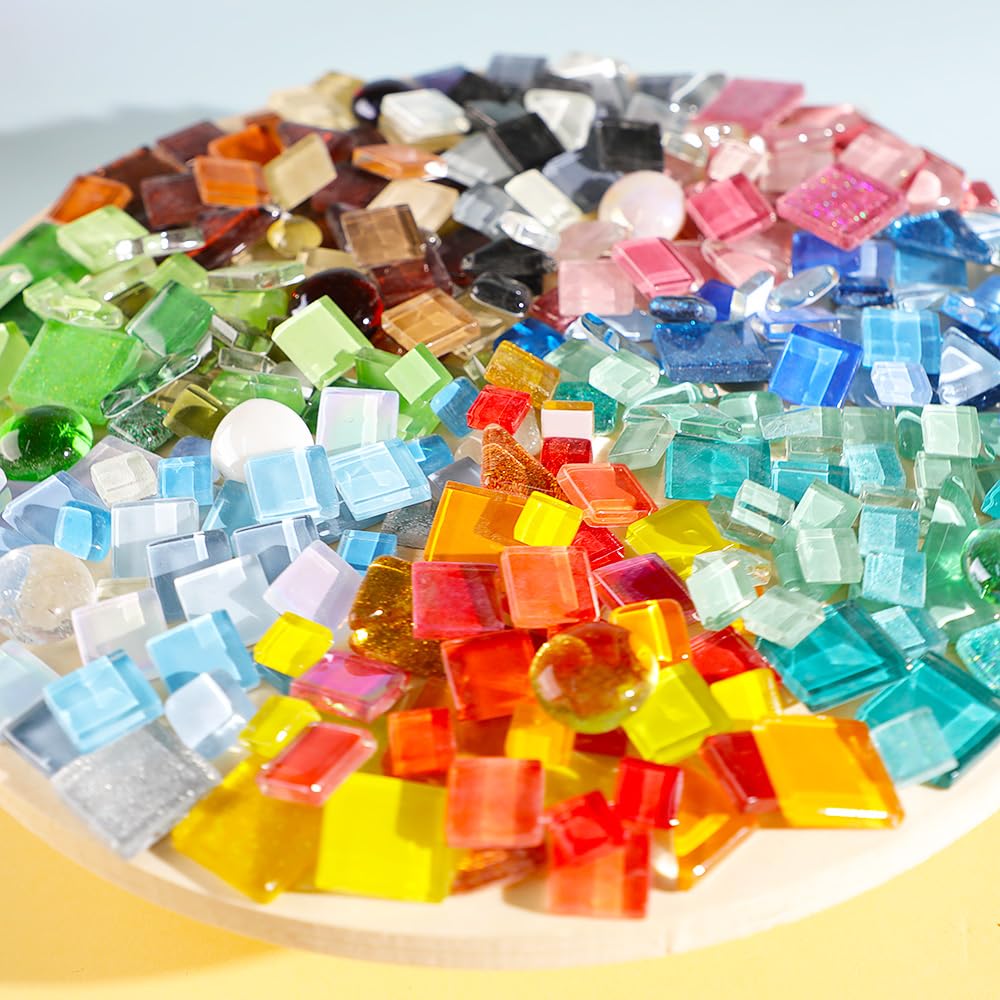 1 LB Mixed Crystal Glass Mosaic of Different Sizes, Loose DIY Mosaic Art Hobbies Craft Material, Accessories, Mosaic Supplier (DS302)