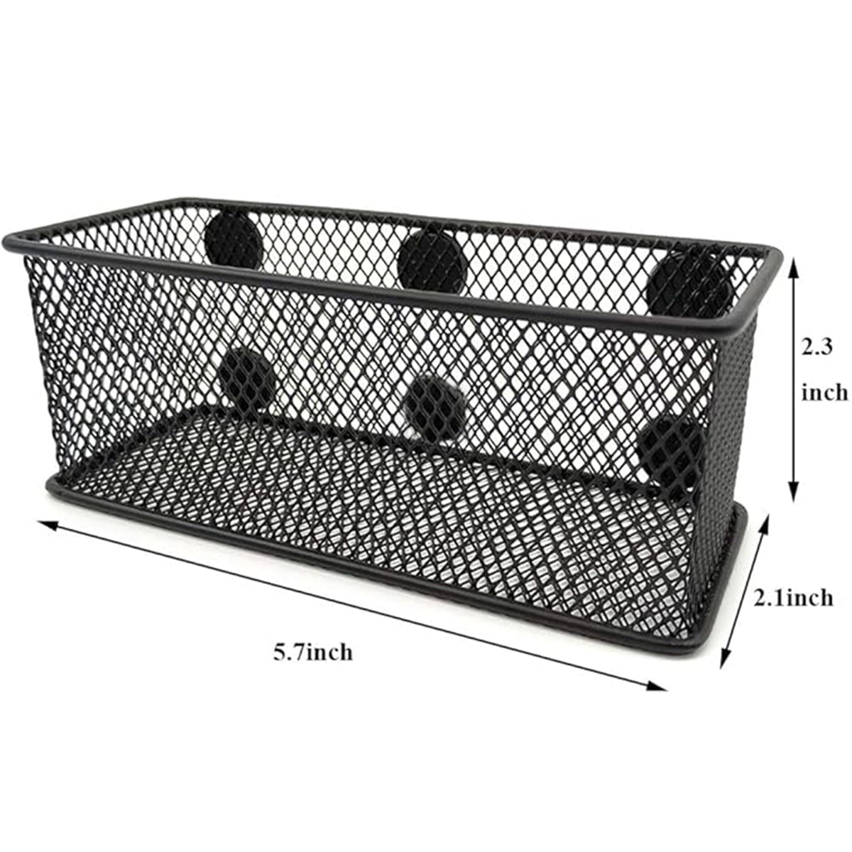 EASEPRES Magnetic Pencil Holder Set of 6 - Black Wire Mesh Storage Baskets Organizer with Strong Magnets - Perfect for Whiteboard, Refrigerator and Locker Accessories