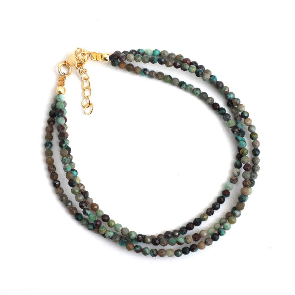 Gempires Turquoise Beaded Bracelets Multi Strand Handmade Jewelry Hypoallergenic 8 Inch Gold Plated December Birthstone Elegant Jewelry Gifts For Women