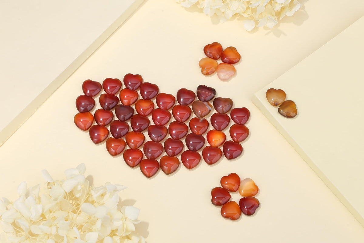 YATOJUZI 20PCS Red Carnelian Heart Healing Crystals Natural Red Carnelian Crystal Set Red Agate Love Stones Polished Stone Bulk Wholesale Mini Pocket Gemstones Reiki Energy Gifts for Women