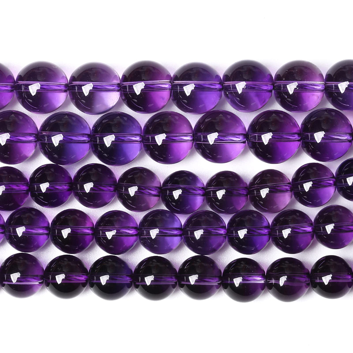 8MM 46PCS Natural Stone Clean Amethyst 3A Grade Crystal Loose Beads for Jewelry Making DIY Bracelet