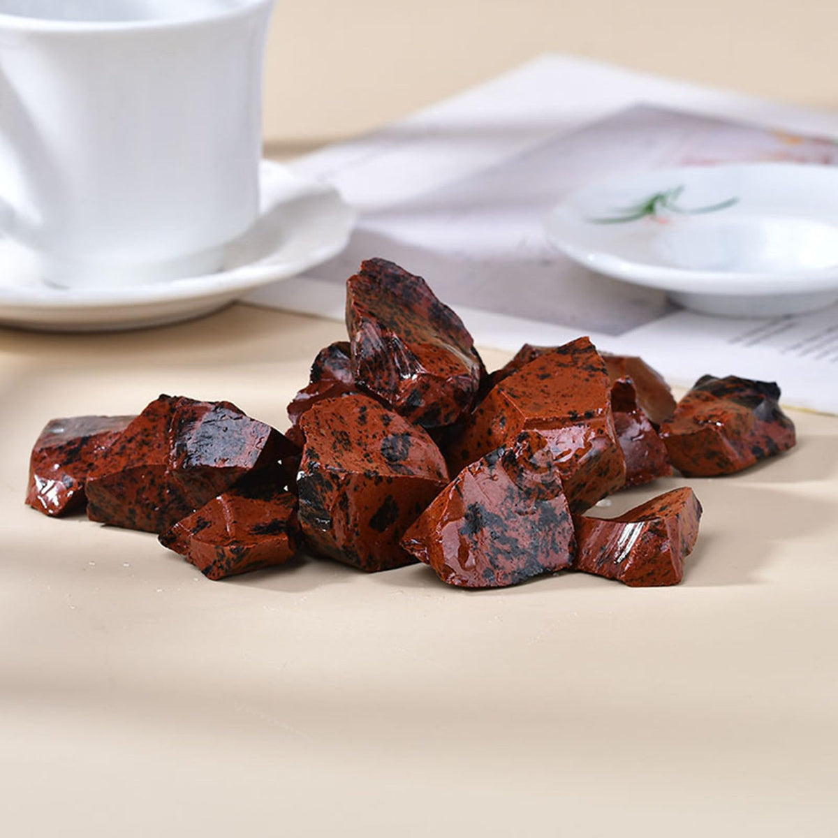 Red Obsidian Raw Crystals Healing Crystals Natural Rough Stones 1.2-2" for Tumbling, Fountain Rocks, Yoga, Meditation, Polishin, Gift 35