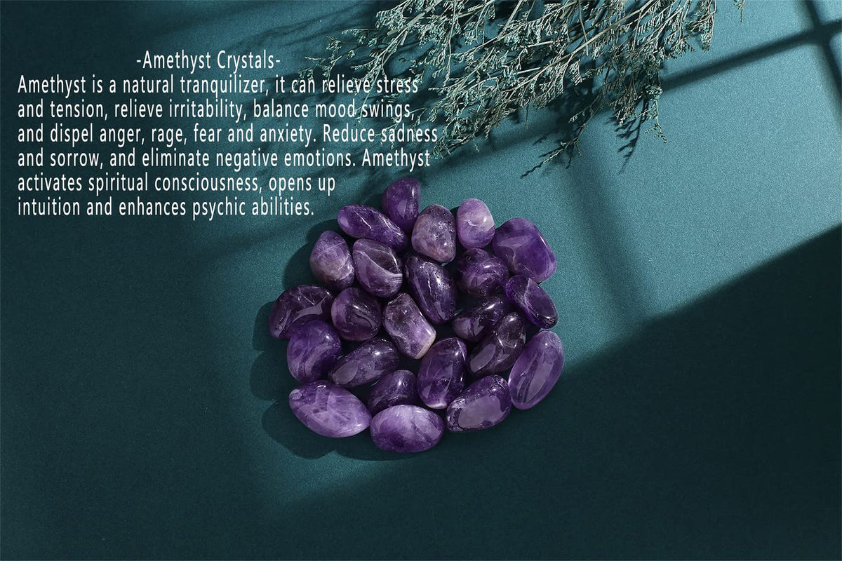 MAIBAOTA Amethyst Crystal Rock Natural Healing Crystals Bulk Polished Tumbled Crystals Stones Rocks Energy Balance Crystal Gemstones Vase Filler Decorative Stones Reiki Witch Quartz Crstal