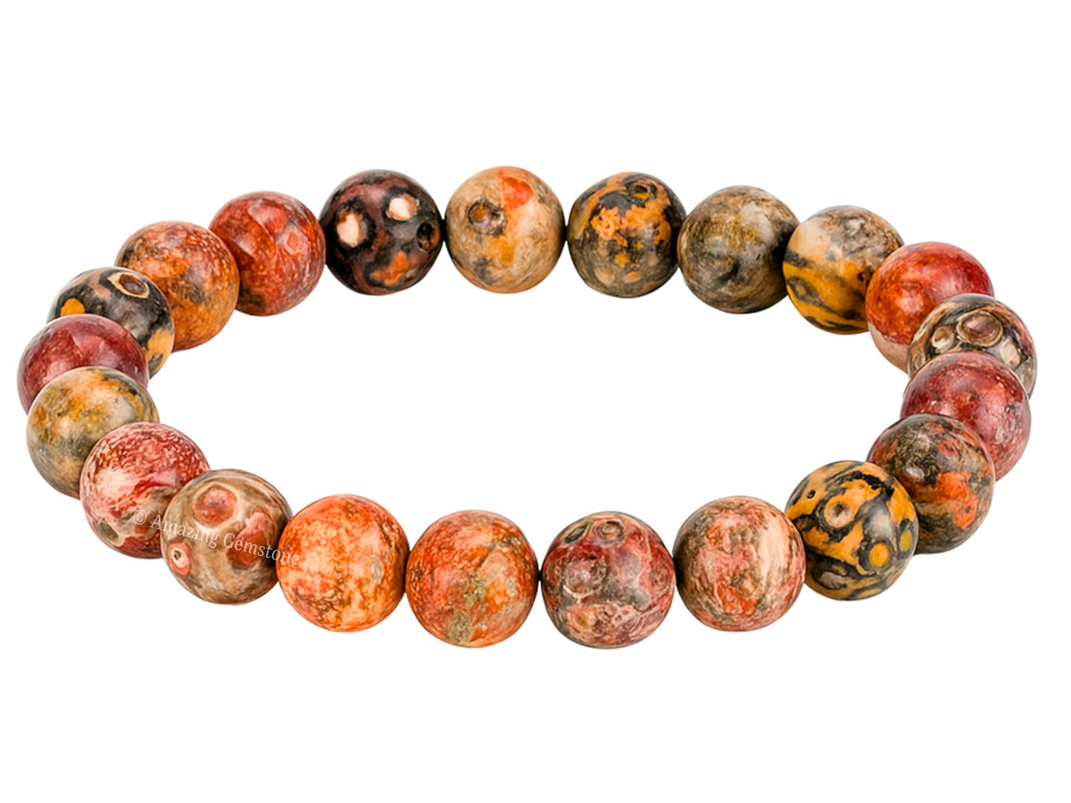 Amazing Gemstone Crystal Bracelet for Women Men's Gifts - Protection Healing Crystal Bracelet - 8mm Gemstone Beaded Stretchable Bracelet Pulseras Para Hombres Mujer Stocking Stuffers Mothers Day Gift (Leopard Jasper)