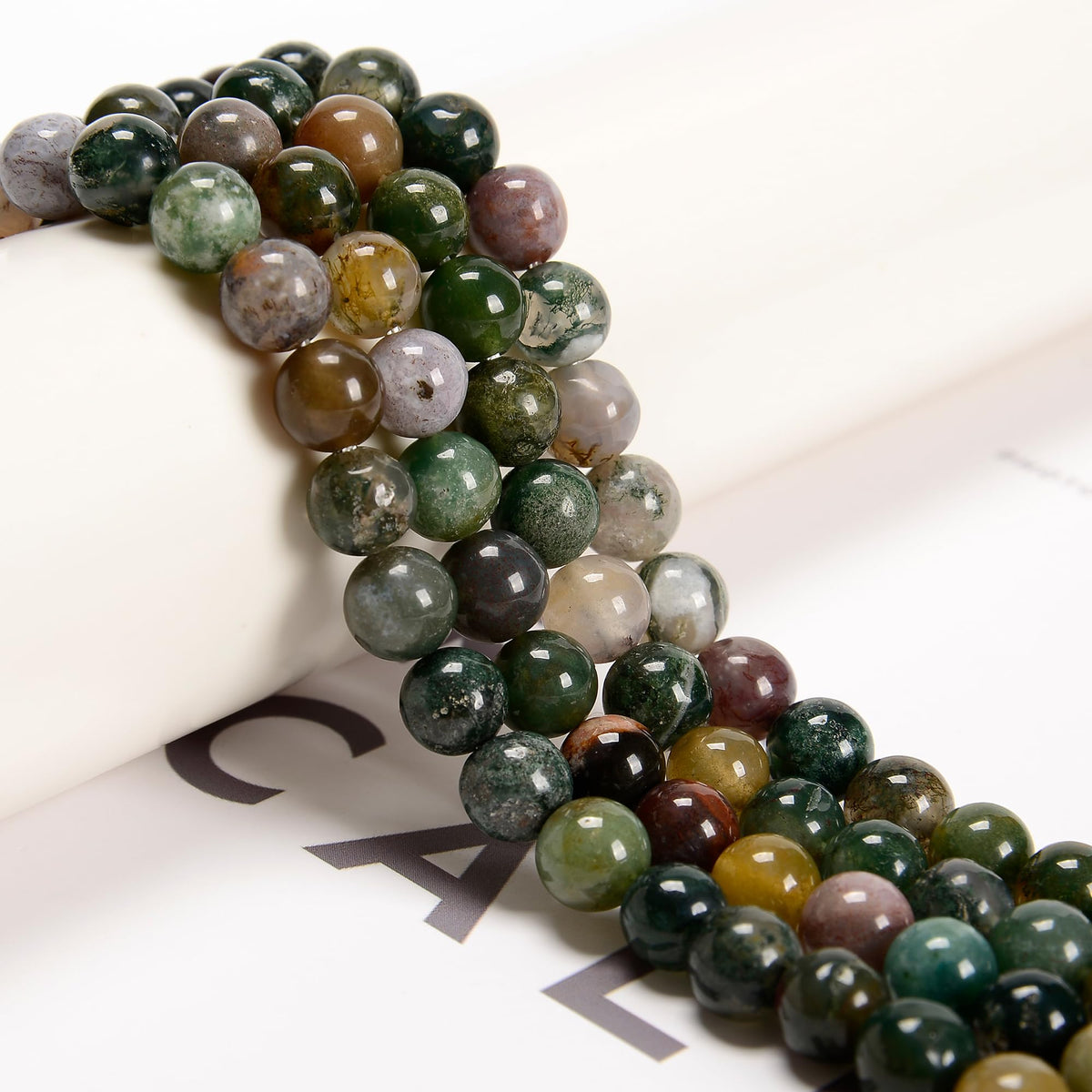 65Pcs India Agate Green 6mm Beads Natural Stone Round Gemstone Genuine Real Stone for DIY Bracelet Jewelry String Making