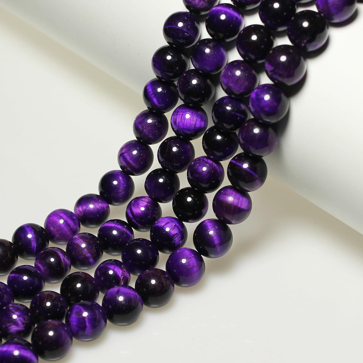 MJDCB Stone Beads 8mm 43pcs Round Purple Tiger's Eye Loose Gemstone Bead Charms for Jewelry Making Bracelet Necklace Earring Pendant