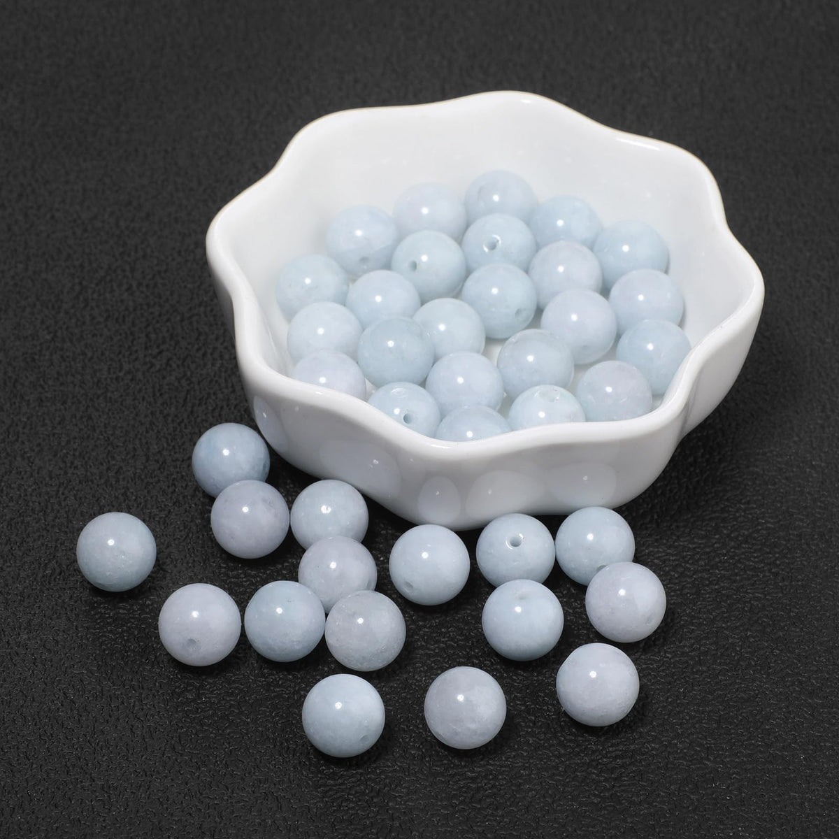 About 45pcs 8mm Natural Stone Beads Aquamarine Beads Crystal Gemstone for Jewelry Making, DIY Bracelet Necklace