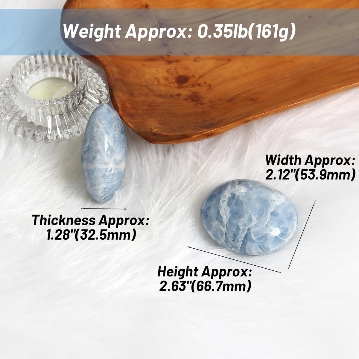 Celestite Palm Stone-2 Pc Celestite Pocket Energy Stones, Smooth Healing Crystal Worry Stone