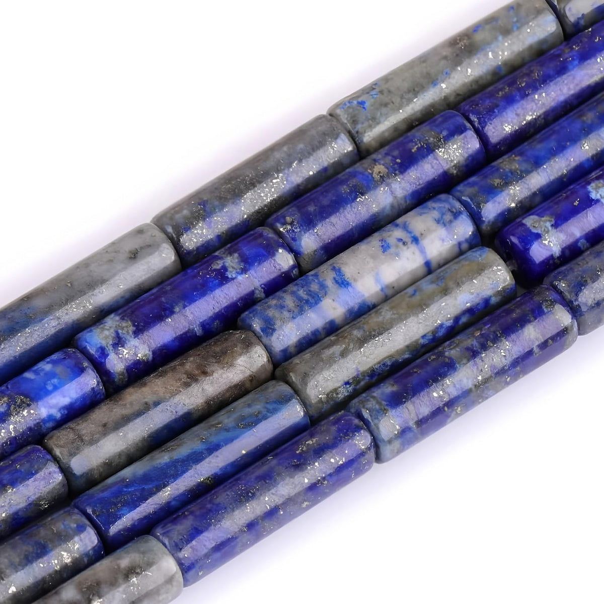 HAAMIIQII Natural Blue Lapis Lazuli Tube Beads 13x4mm Column Stone Cylinder Gemstone Loose Beads for Jewelry Making Strand 15 Inch (28-29pcs)