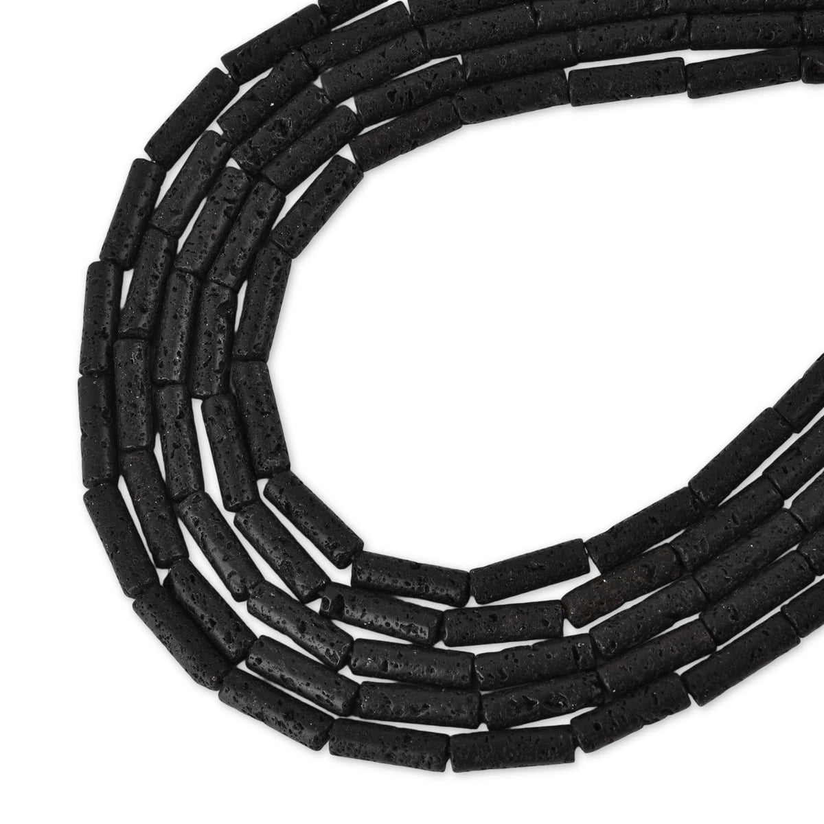HAAMIIQII Natural Black Lava Tube Beads 13x4mm Column Stone Cylinder Gemstone Loose Beads for Jewelry Making Strand 15 Inch (28-29pcs)