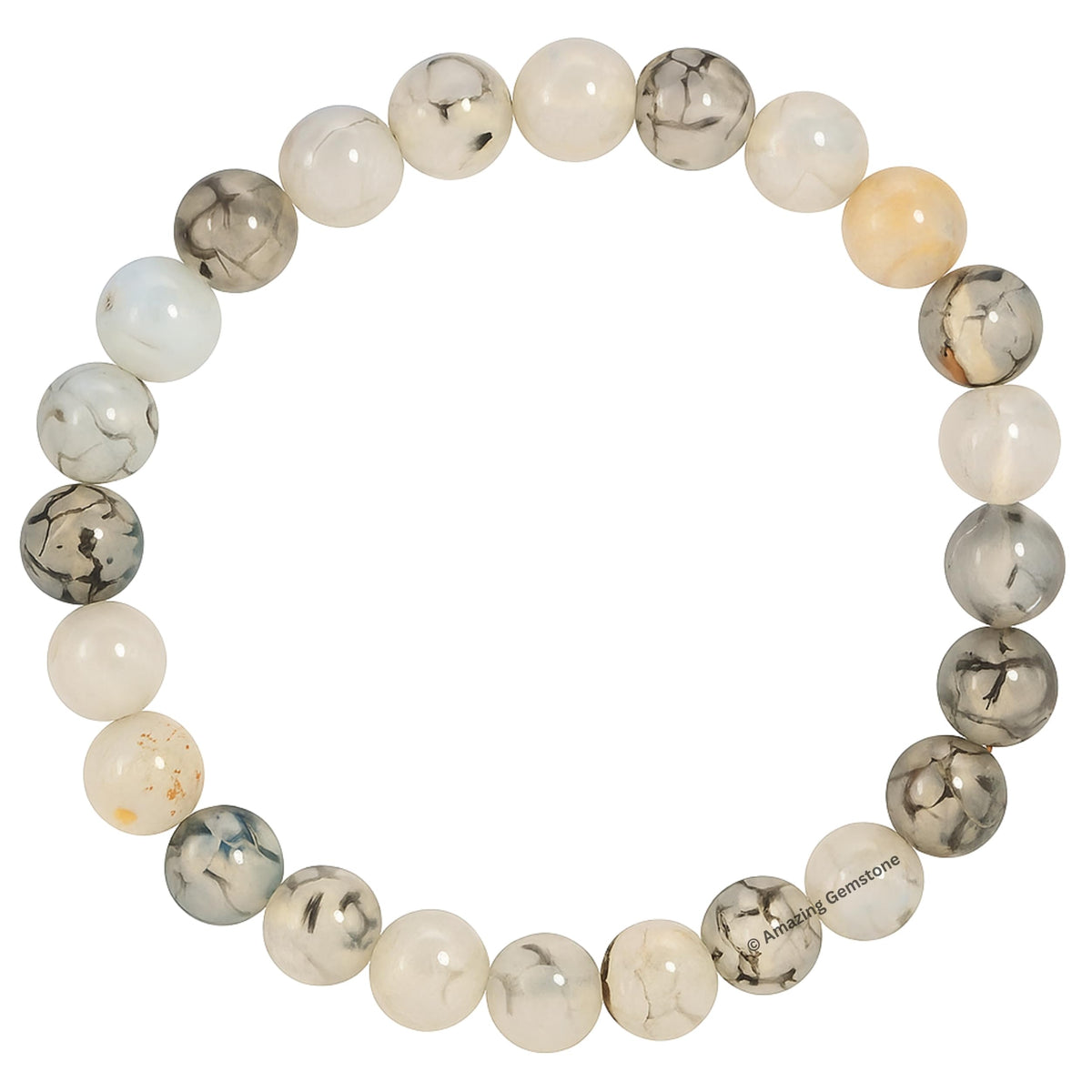 Amazing Gemstone Crystal Bracelet for Women Men's Gifts - Protection Healing Crystal Bracelet - 8mm Gemstone Beaded Stretchable Bracelet Pulseras Para Hombres Mujer Stocking Stuffers Mothers Day Gift (Dragon Vein Agate)