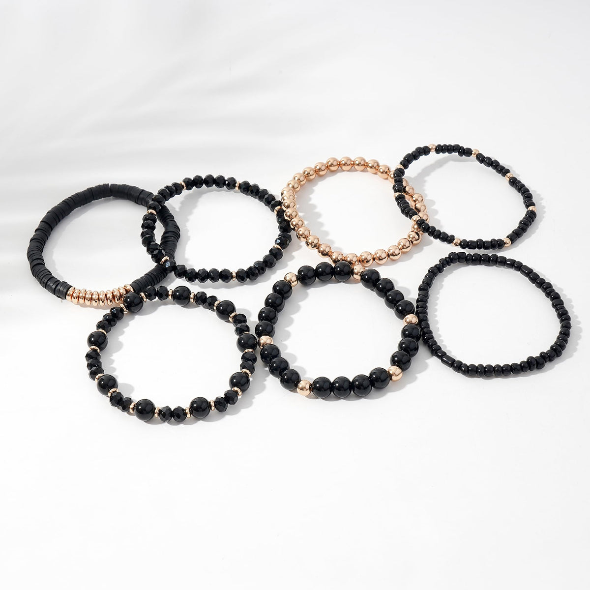 GOOJIDS Surfer Heishi Clay Bead Bracelets for Women Bohemian Stackable Gold Plated Beaded Stretch Bracelets Elastic Layering Friendship Bracelets Set Boho Jewelry