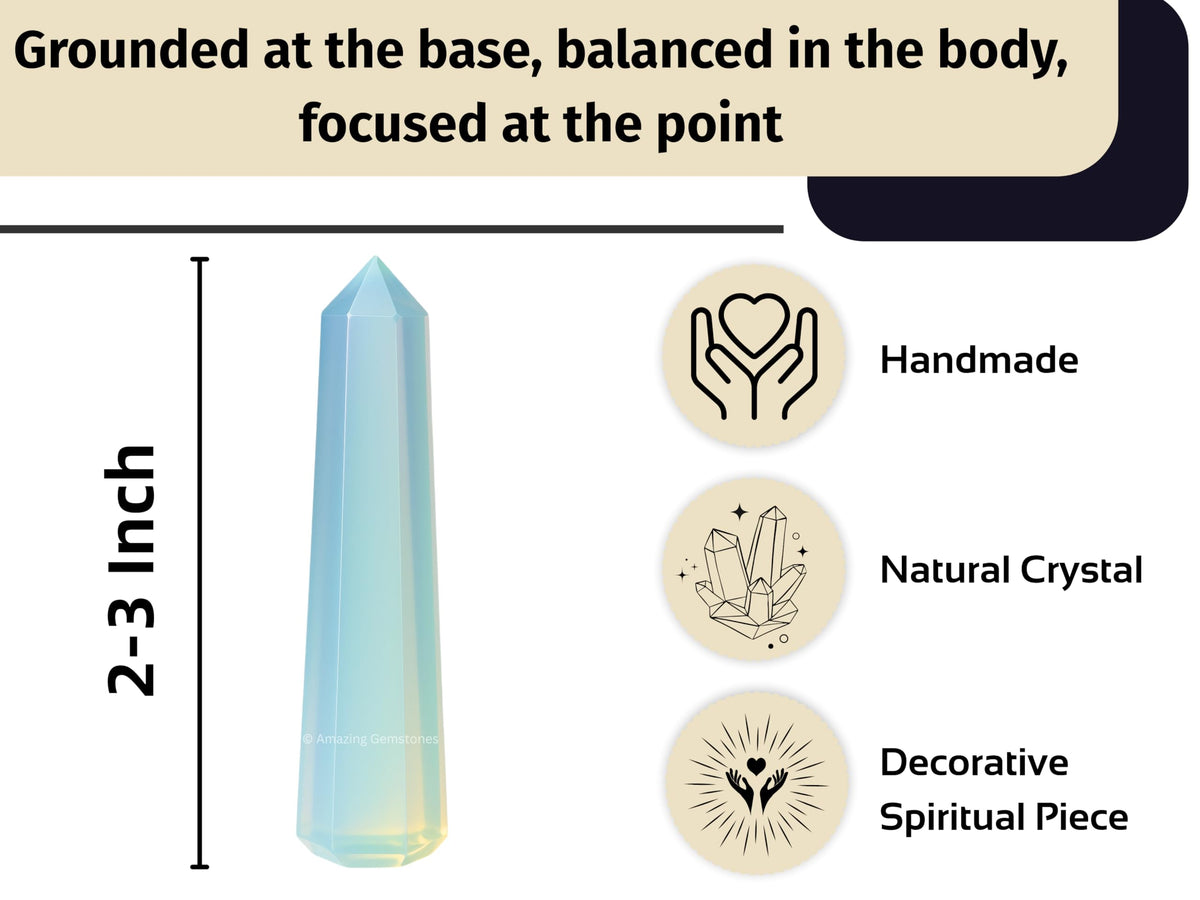 Amazing Gemstone Opalite Crystal Towers ~ Natural Healing Crystal Point Obelisk for Reiki Healing and Crystal Grid (2" to 3" INCH)