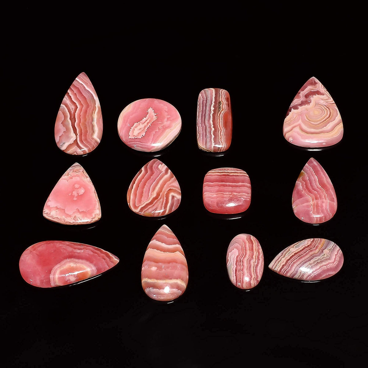 GEMKORA 5pcs Natural Pink Rhodochrosite Cabochon Gemstones Wholesale Lot Jewelry Making, Loose Crystals Supply, Healing Stones, Mix Pack, Crystals, Bulk Deal, Stones, 18 to 25mm
