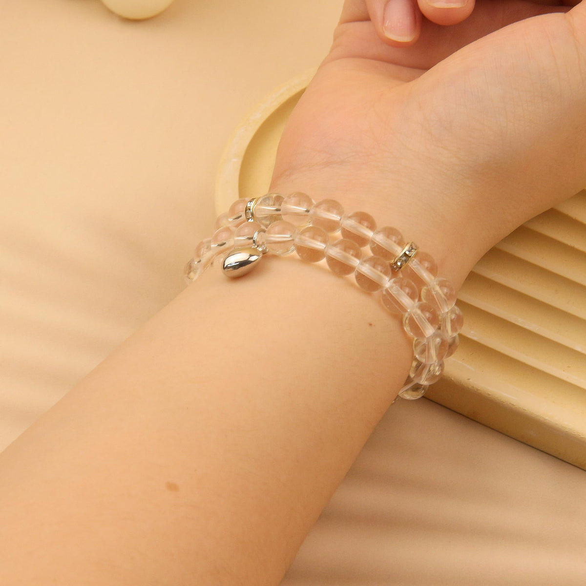 GDLKPYHS Healing Bracelets for Women - Clear Quartz Bracelet - Healing Prayers Crystal Bracelet, 8mm Natural Stone Stress Relief Yoga Beads Get Well Soon Gifts