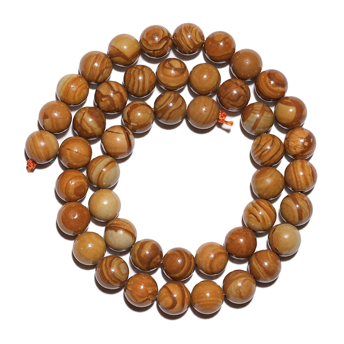 8mm Natural Yellow Woodgrain Jasper Gemstone Beads Polished Round Smooth Stone Beads for Bracelets Jewelry Making 15inch Loose Beads