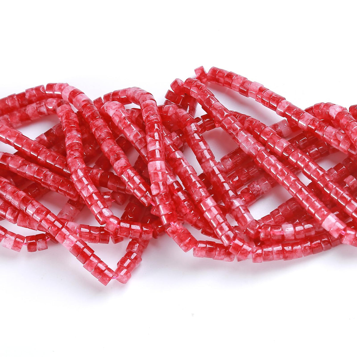 150pcs 2x4mm Natural Pink Rose Tourmaline Jades Tube Shape Beads Loose Flat Round Cylinder Flat Spacer Green Stone Beads for Bracelet Earrings Jewelry Making