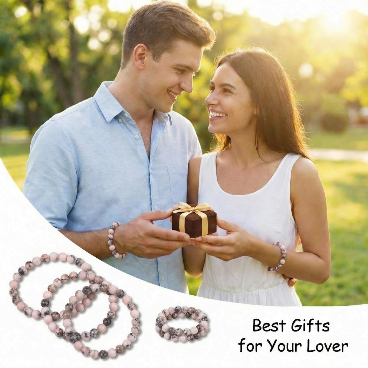 Yochus 45pcs Pink Zebra Beads，8mm Healing Power Natural Stone Round Loose Beads for Jewelry Making Earring Necklace DIY Crafts
