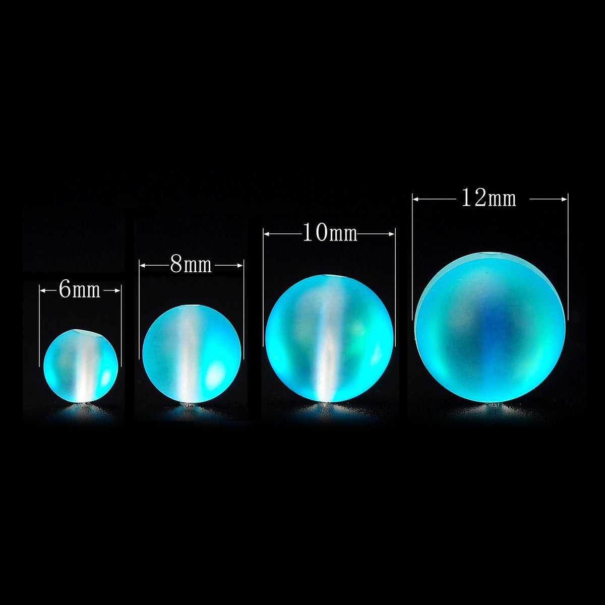 RUBYCA 6mm Round Moonstone Matte Crystal Glass Beads Aura for Jewelry Making Blue, 1 Strand