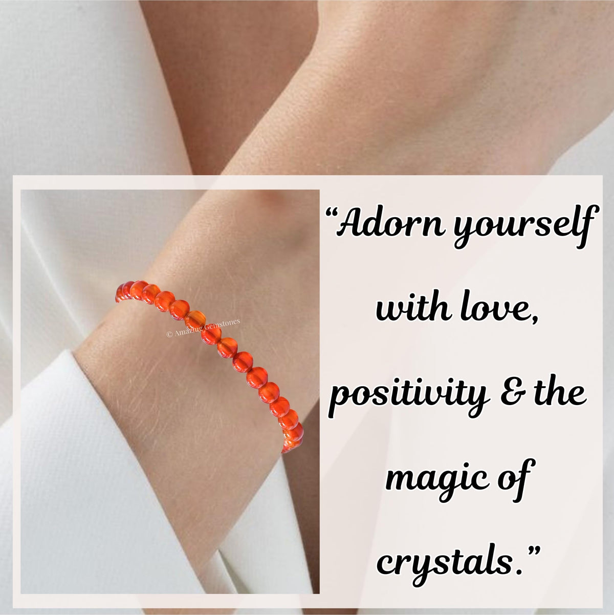 Amazing Gemstone Carnelian Bracelet for Women Men's Gifts - Protection Healing Crystal Bracelet - 6mm Gemstone Beaded Adjustable Bracelet Pulseras Para Hombres Mujer Stocking Stuffers