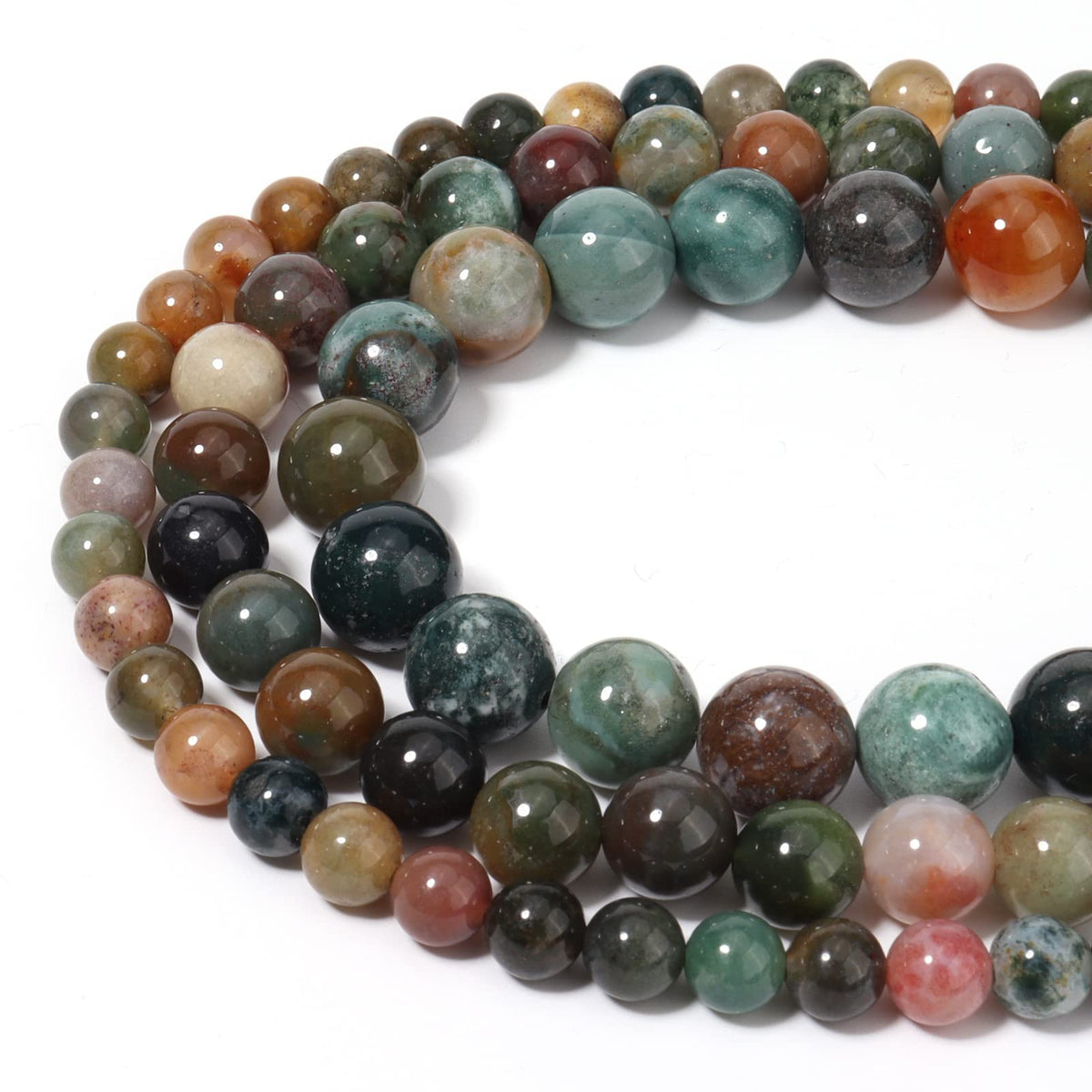 60pcs 6mm Natural Stone Beads Indian Agate Beads Energy Crystal Healing Power Gemstone for Jewelry Making, DIY Bracelet Necklace