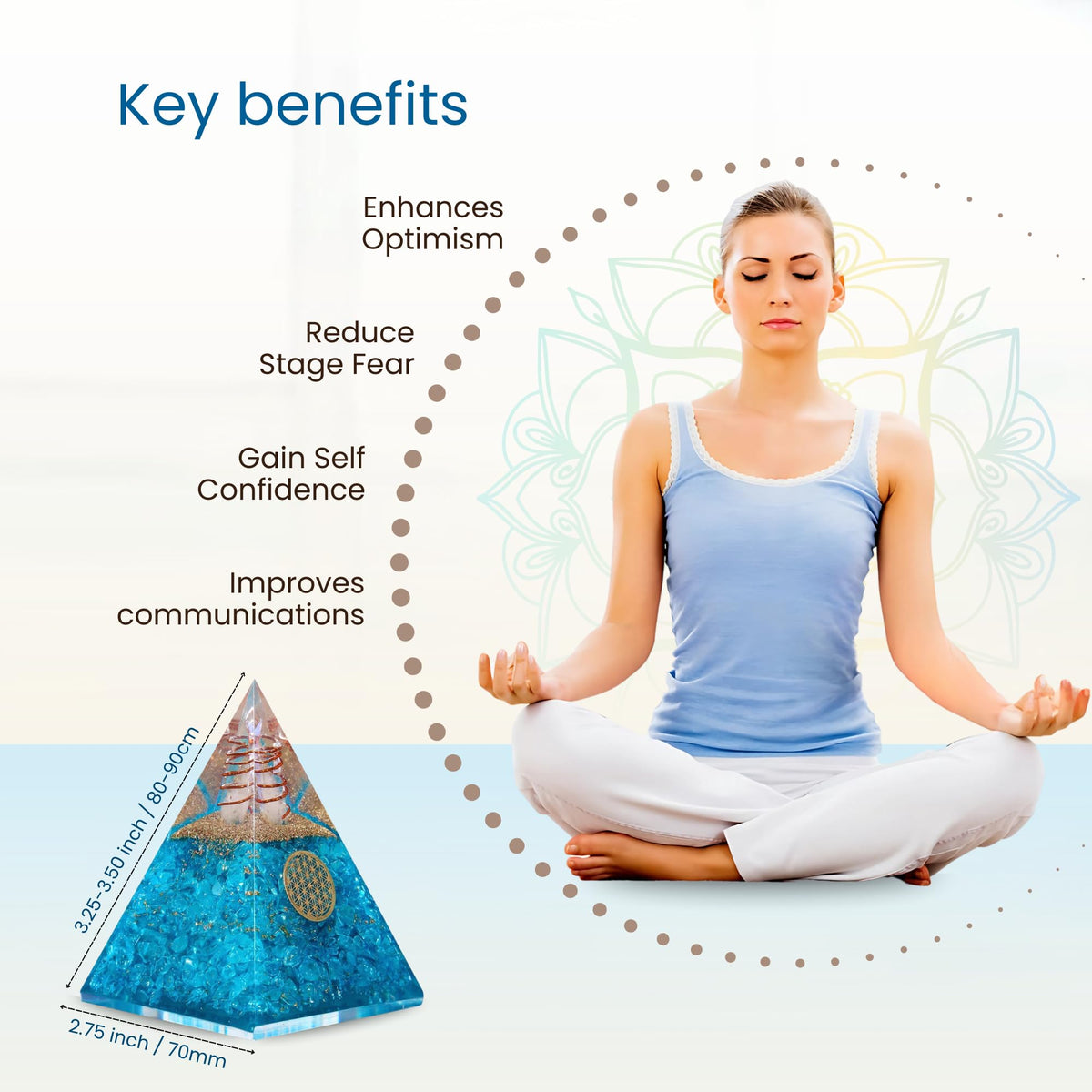 Orgone Aquamarine Pyramid – Handcrafted Healing Crystal for Positivity, Courage, Meditation, Yoga, Reiki & Chakra Balancing