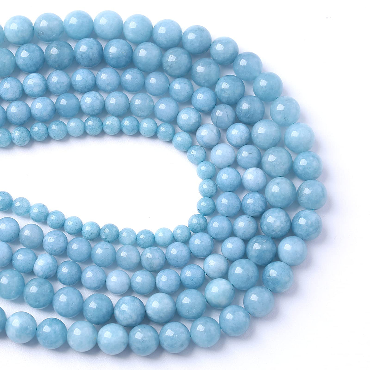 90PCS 8MM Blue Aquamarine Jade Loose Beads for Jewelry Making DIY Bracelet 2 Strands