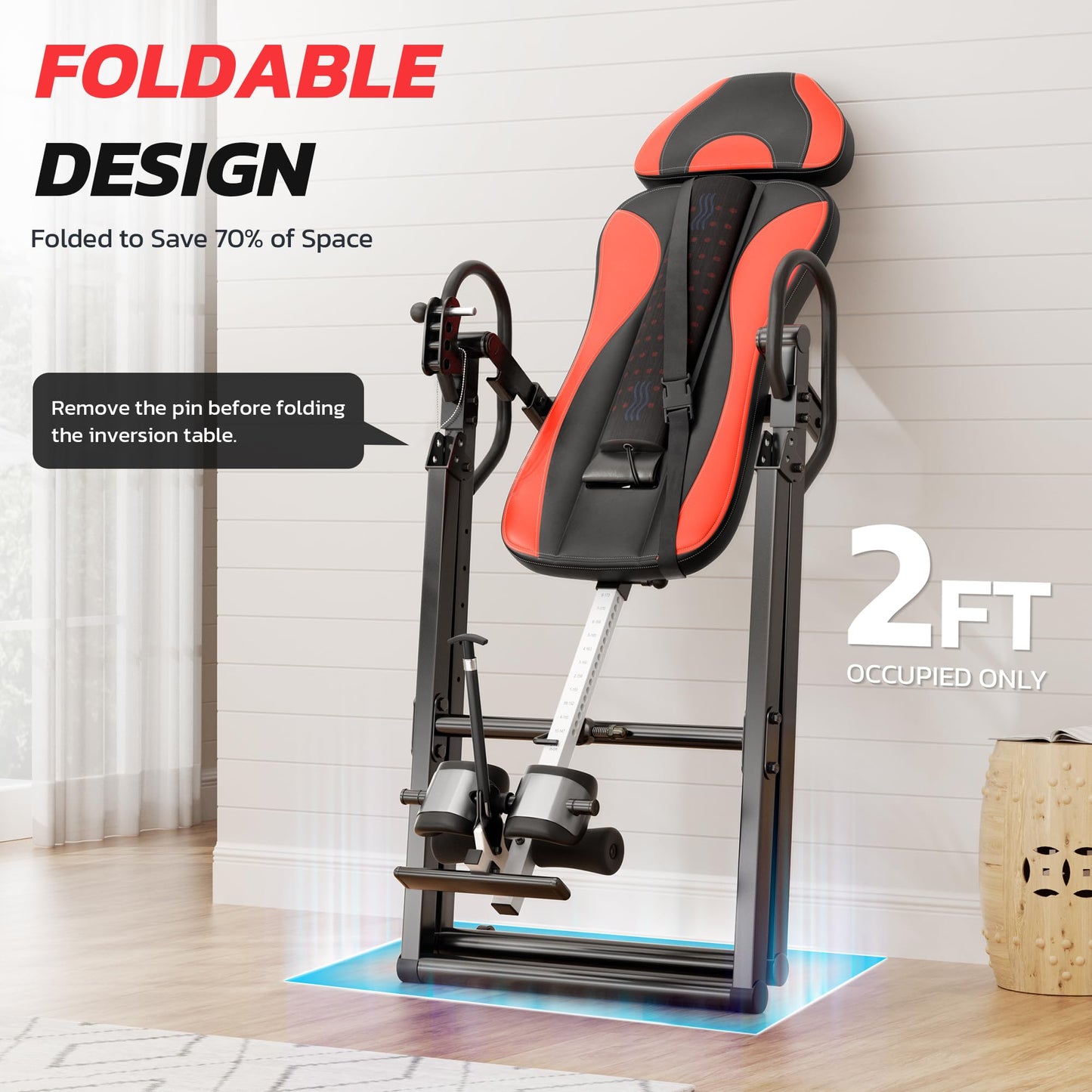 YOLEO Inversion Table Training Equipment Massage & Heat Inversion Table ITM280 Back Pain Relief Equipment w/Remote Control, Reversible Ankle Holders, Heavy Duty up to 320lbs