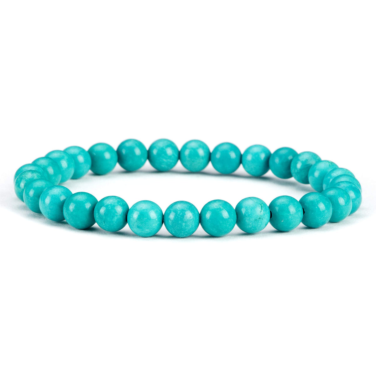 Cherry Tree Collection - Small, Medium, Large Sizes - Gemstone Beaded Bracelets For Women and Men - 6mm Round Beads (Turquoise Howlite - Medium)