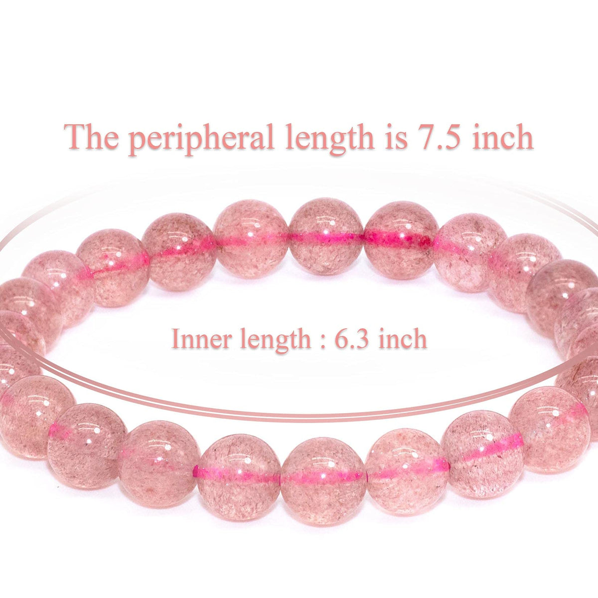DAZCOLO 8mm Natural Gemstone Stretch Bracelet, Handmade Unisex Crystal Bracelets for Meditation, Yoga, Spiritual Healing & Positive Energy (Strawberry quartz)
