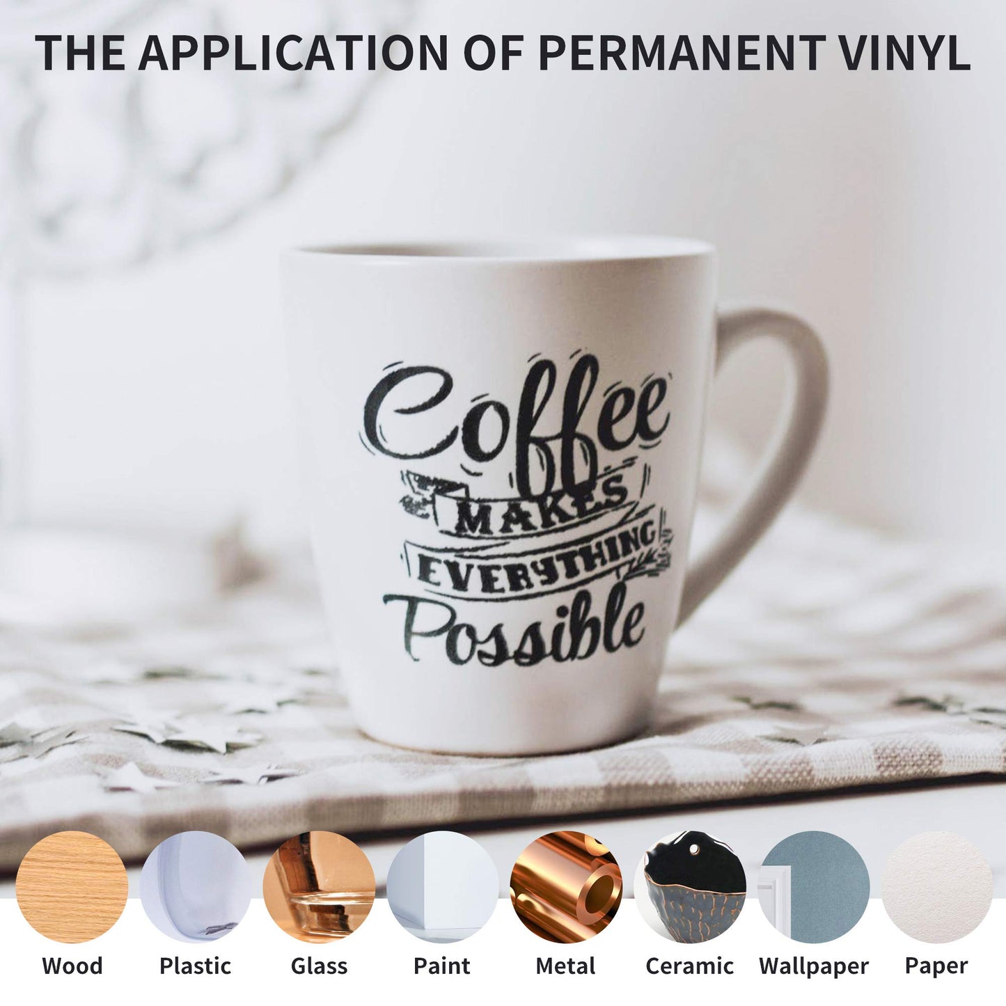Prime Vinyl Permanent Vinyl - Matte Black Adhesive Vinyl for All Cutting Machine, 12" x55 FT Permanent Outdoor for Decor Sticker, Home Decal, Scrapbooking, Signs