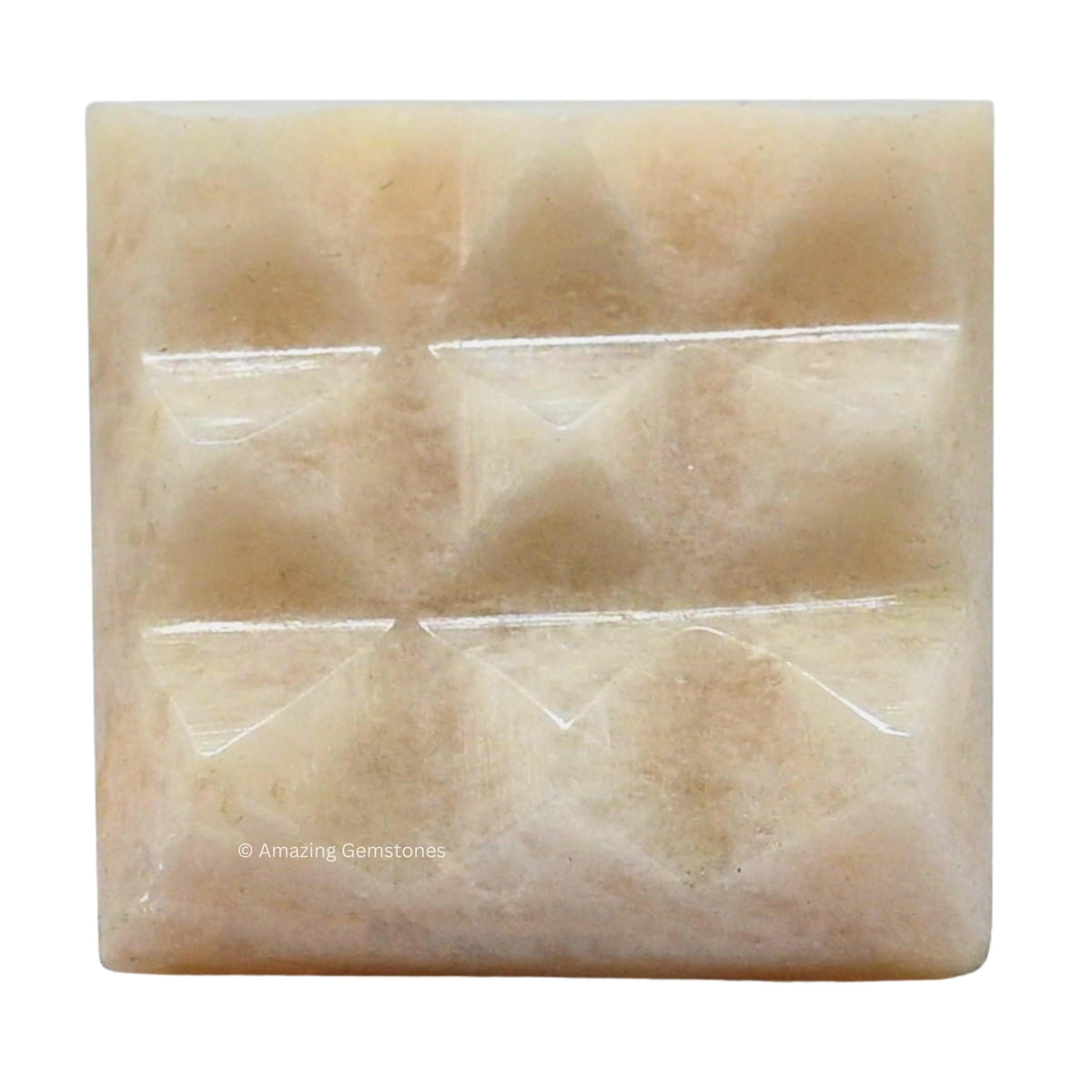 Amazing Gemstone Cream Moonstone Crystal Pyramid with 9 Pyramid Plate Bottom - 1" Mini Pyramid Figurine of Natural Stone Pyramid for Meditation, Reiki, Chakra Balancing Vastu Pooja and Crystal Grids