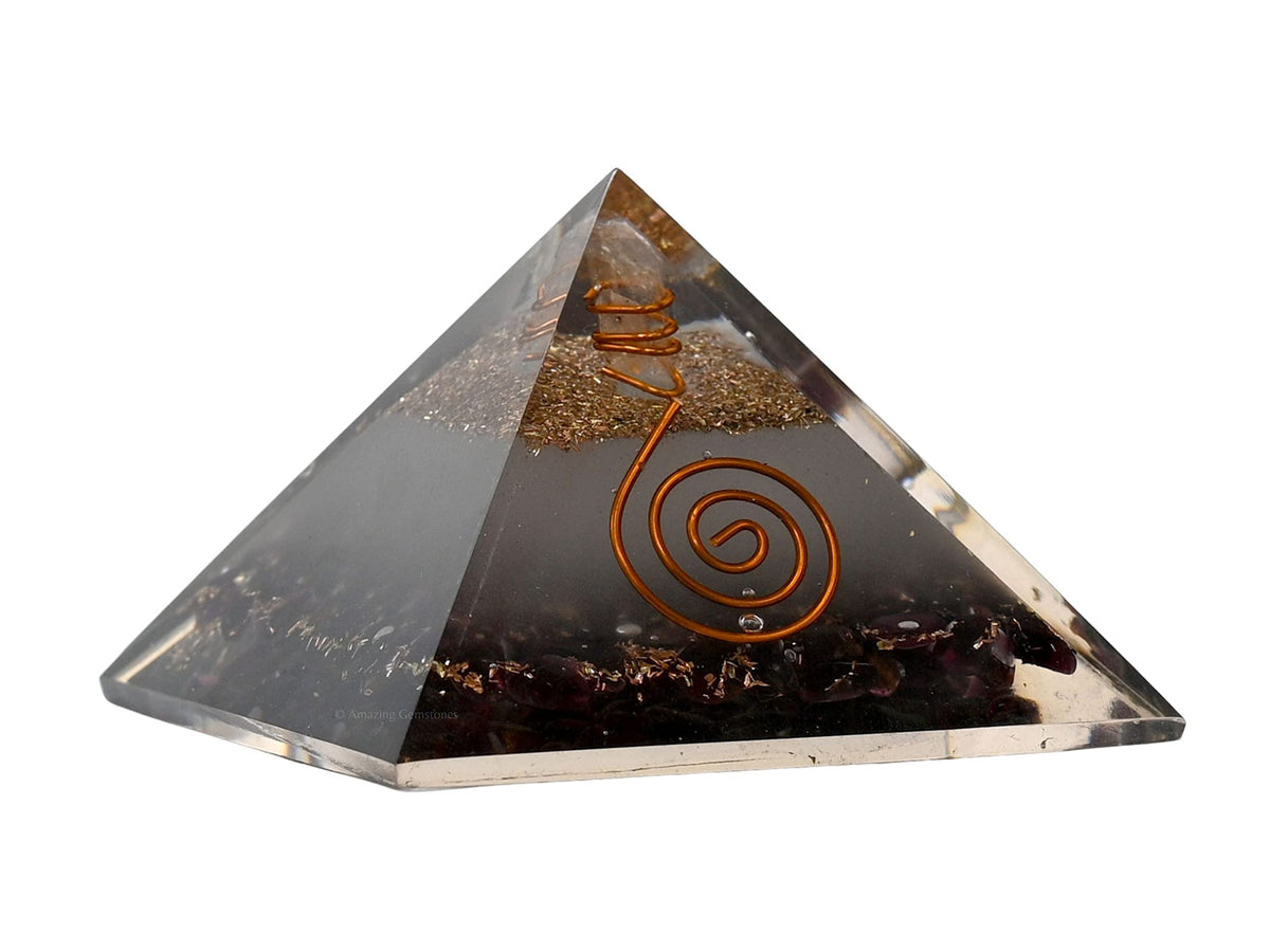 Amazing Gemstone Large Orgone Pyramid | Glow in Dark Garnet Pyramid Crystal | Orgonite Pyramid | Organ Pyramids Positive Energy Healing