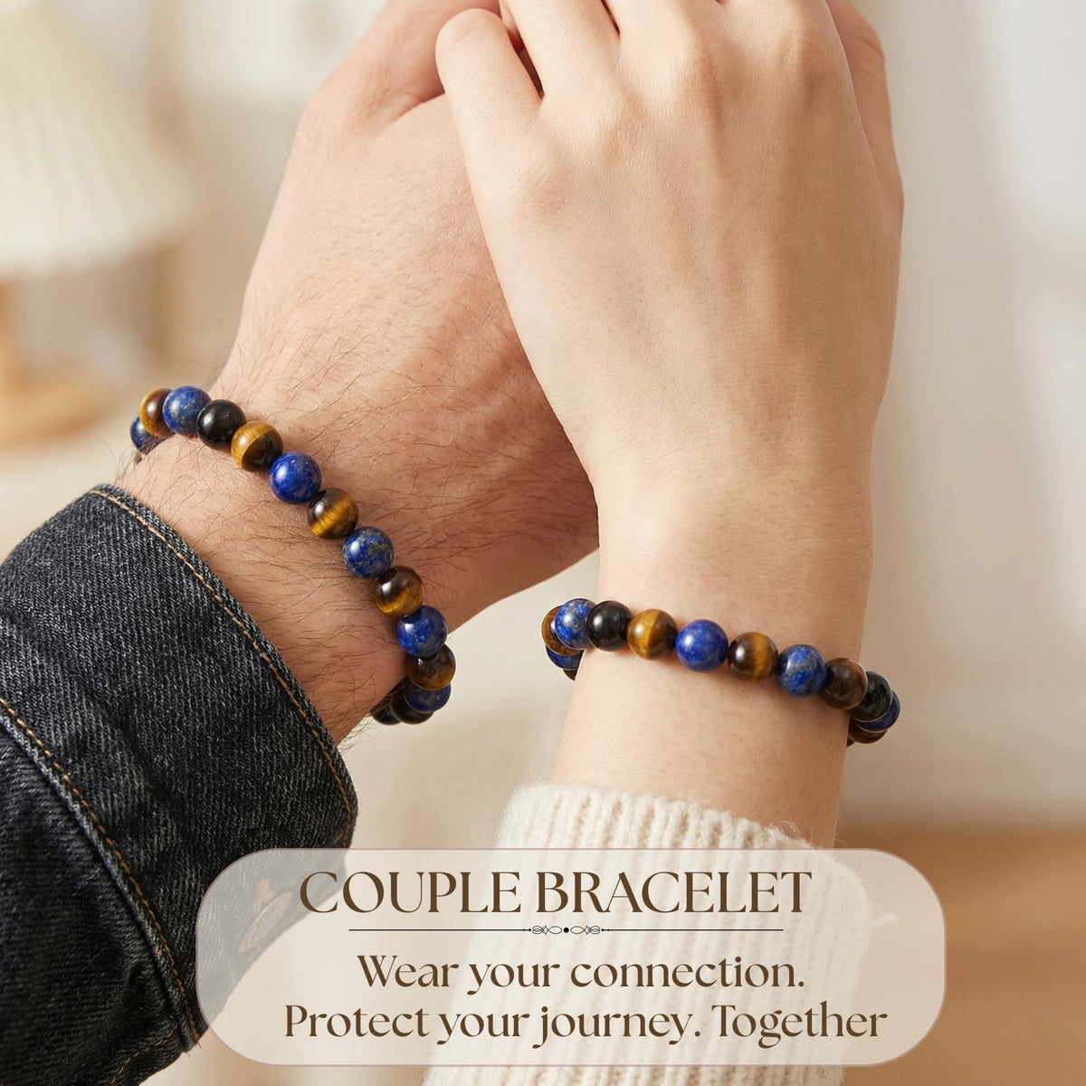 Atminafays 8MM Healing Crystal Bracelet - Black Obsidian, Tiger Eye & Lapis Lazuli | Triple Protection Stone Jewelry, Adjustable 6.5-8", Spiritual Gift