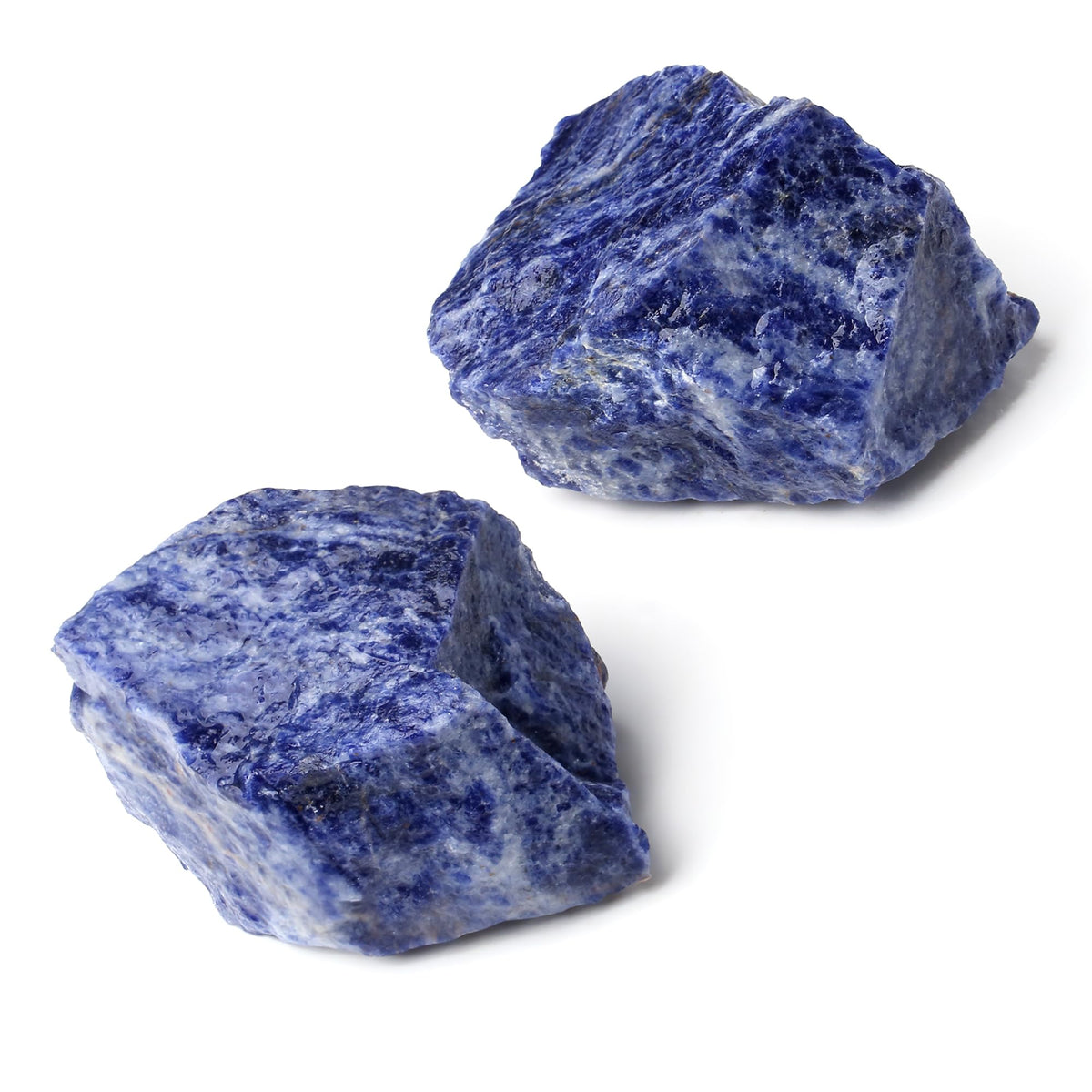 QINJIEJIE Sodalite 2PCS Raw Crystals 1.8-2.2'' Natural Crystals Healing Stones Bulk Large Stones for Tumbling Cabbing Fountain Rocks Polishing Handmade DIY Decor Gifts