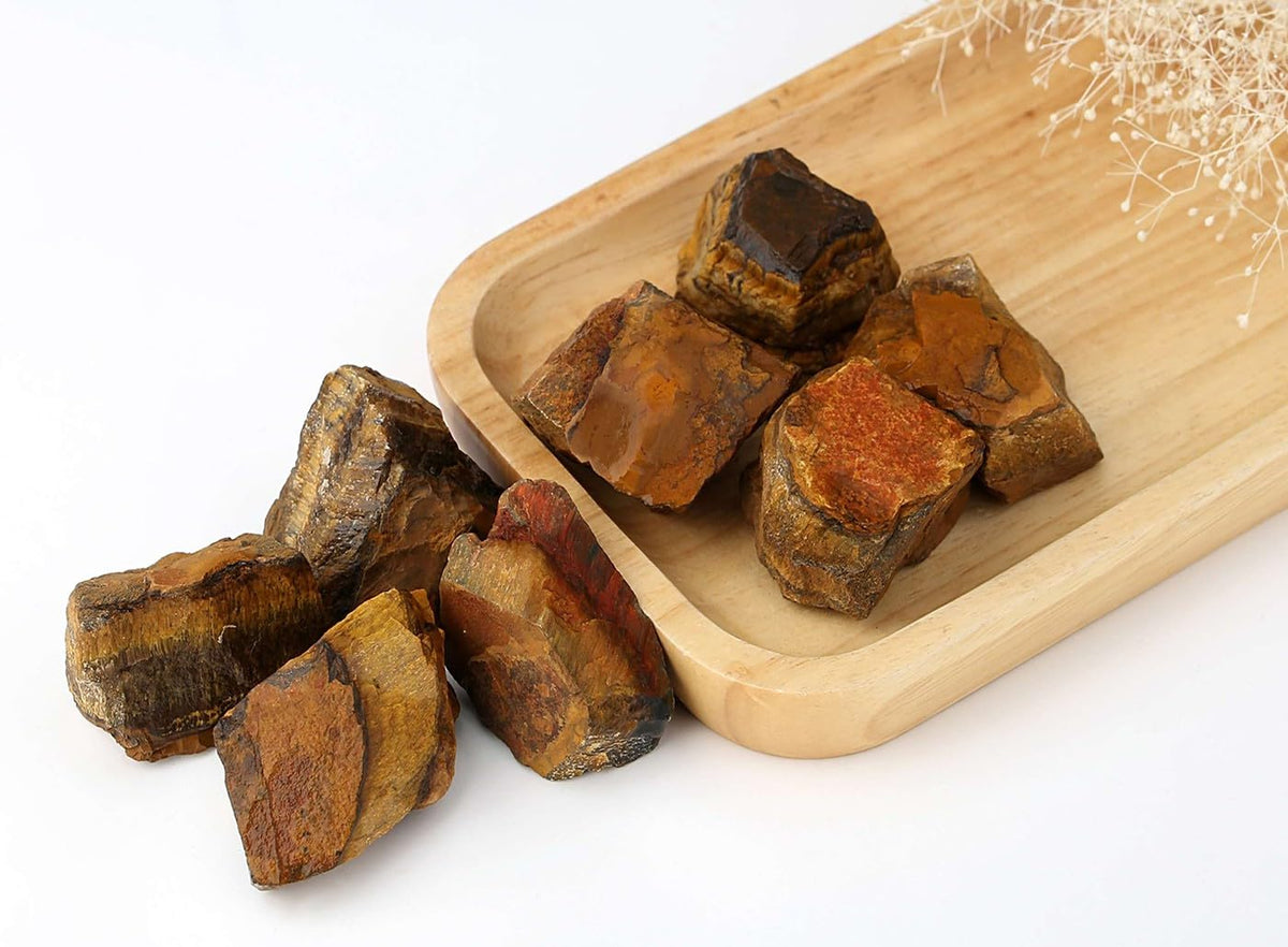 LAIDANLA 2" 1lb Tiger Eye Natural Rough Stones Crystal Large Raw Crystals Bulk Healing Gemstones for Reiki Healing Tumbling Fountain Rocks Wire Wrapping Decoration Cabbing Lapidary