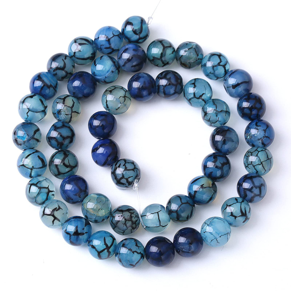 8MM 45PCS Natural Stone Blue Dragon Vein Agate Loose Beads for Jewelry Making DIY Bracelet Necklace
