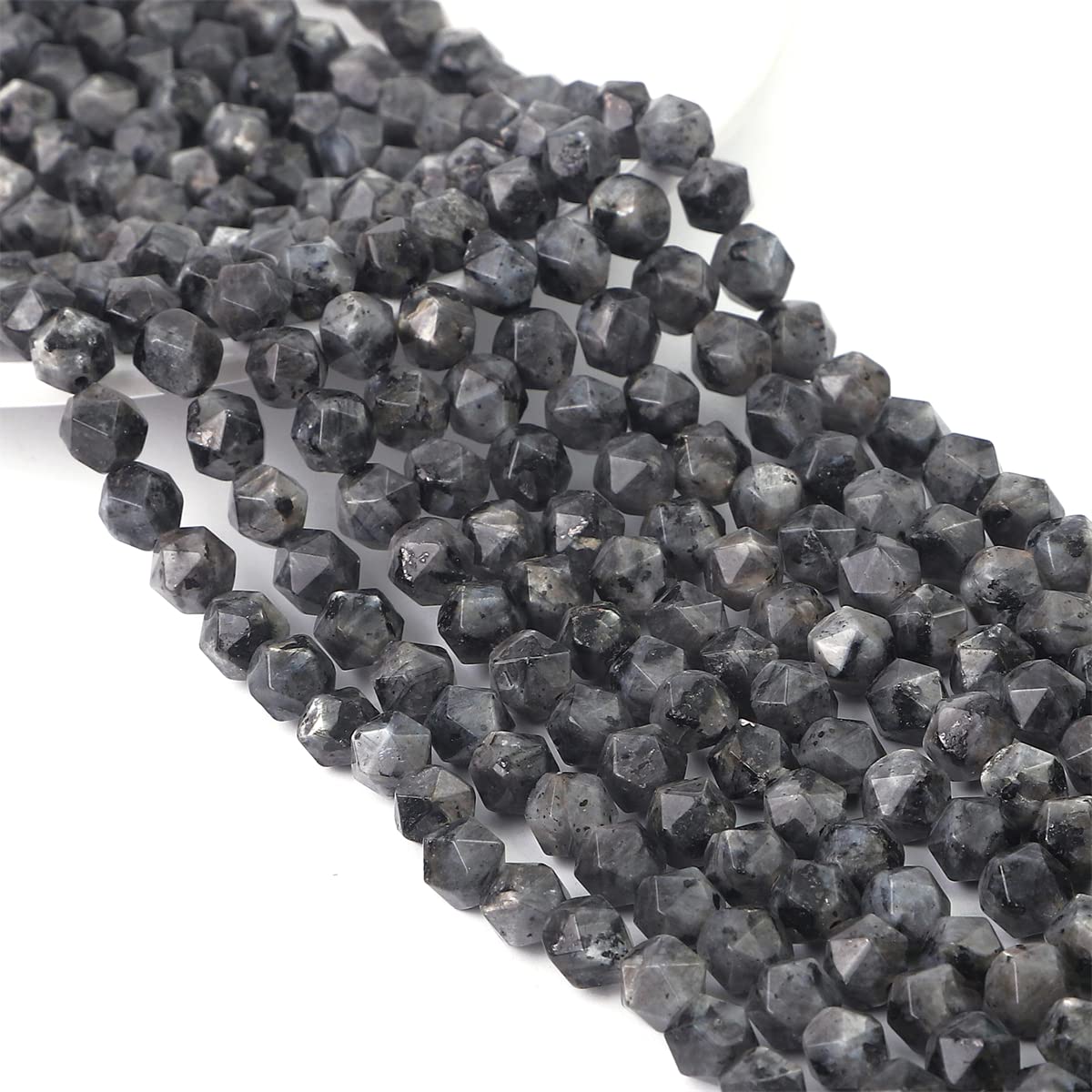 BEADIA Faceted Natural Black Spectrolite Stone Round Beads 6mm 36cm/Strand for Jewelry Making