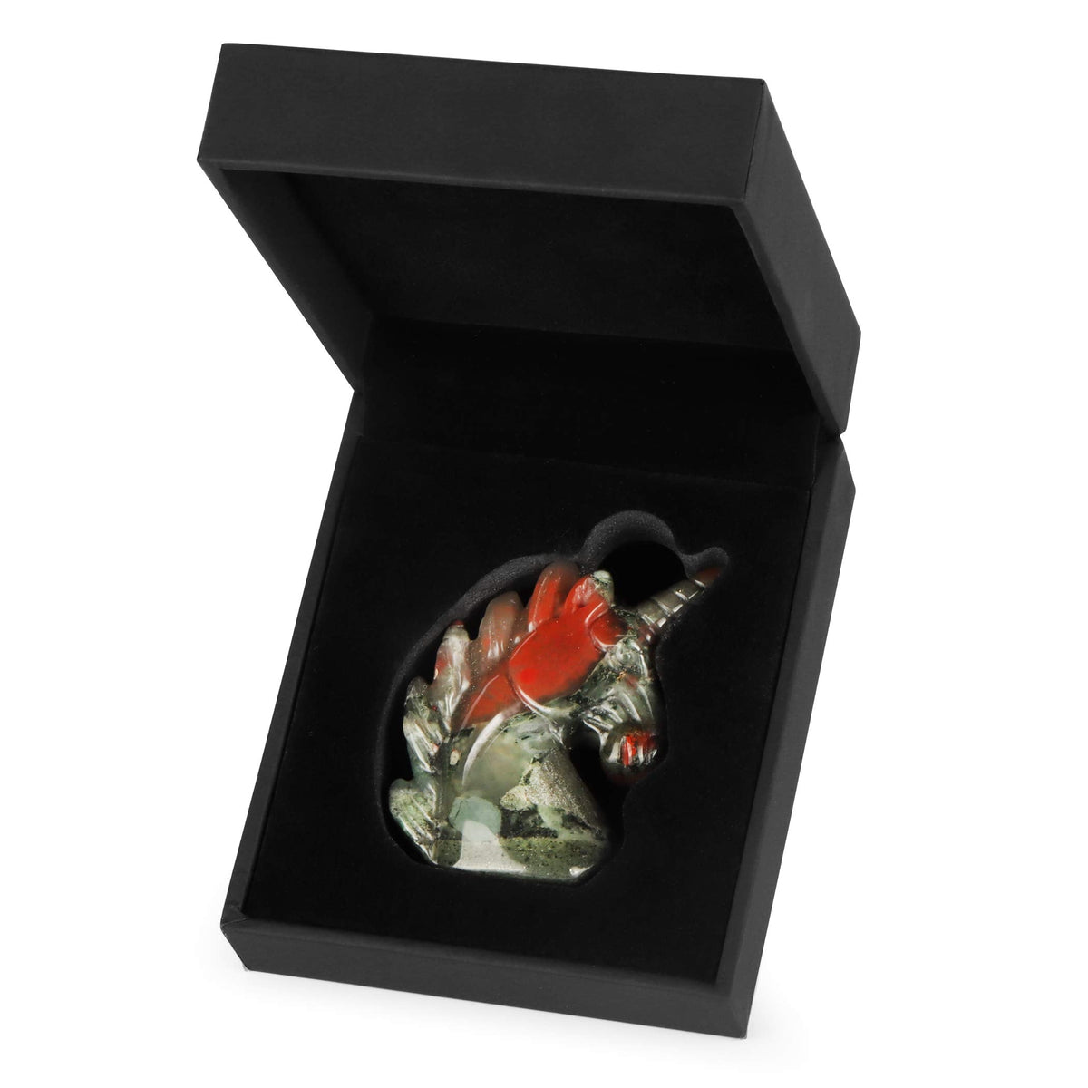 Artistone 2" African Blood Stone Jasper Crystal Unicorn Figurines Home Decor,Carved Gemstone Healing Unicorn Statues Stones Collectible Sculpture for Home,Office