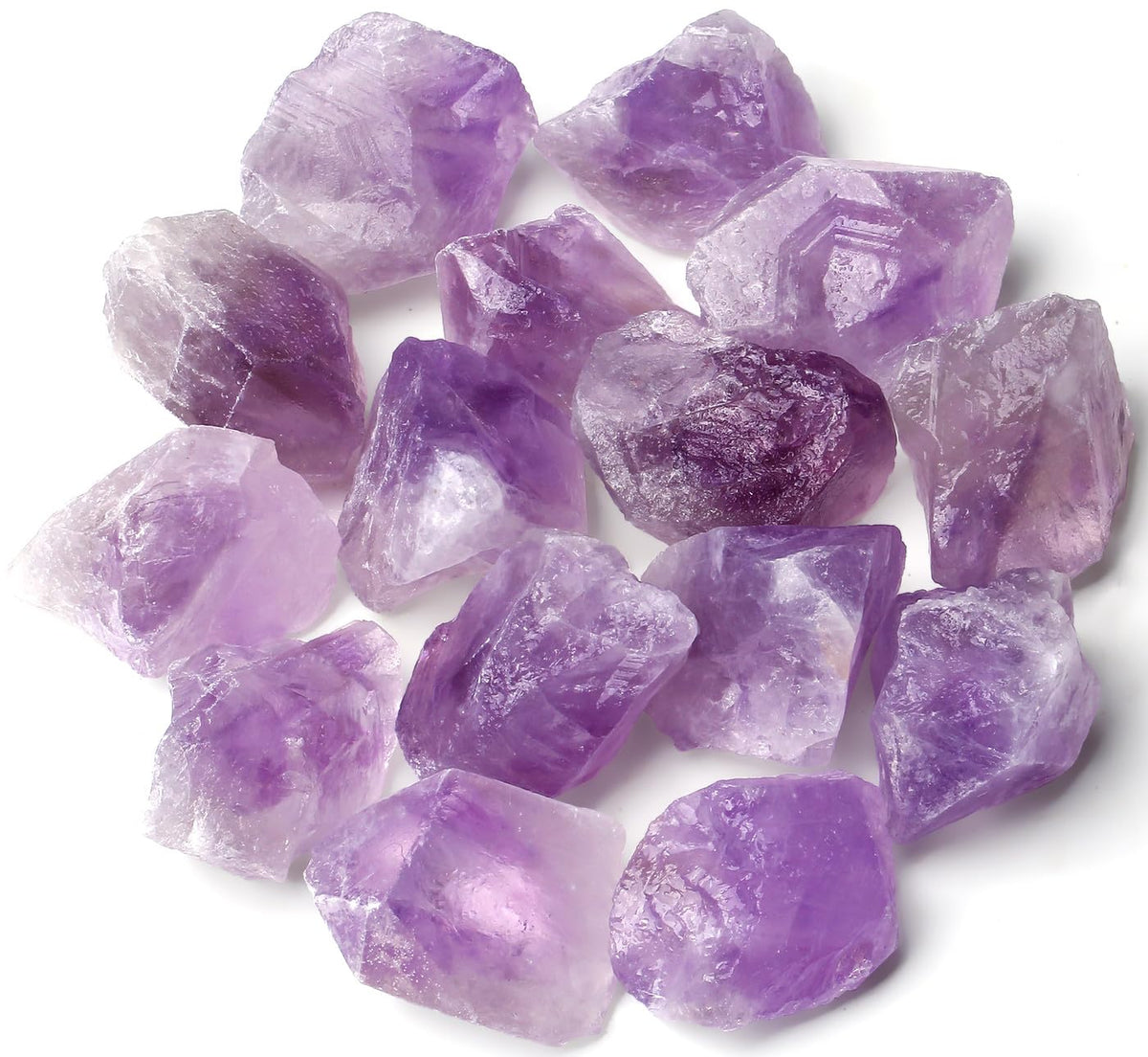 QINJIEJIE Amethyst Crystals Raw Stones Natural Rough Gemstones Rocks Bulk Large 0.8-1.2" Gems Reiki Light Purple Fountain Rock for Tumbling Cabbing Polishing Wire Wrapping Wicca Decoration 0.9 lbs